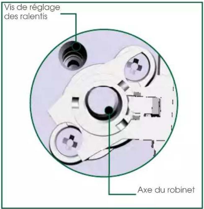 Vis de réglage des ralentis Axe du robinet