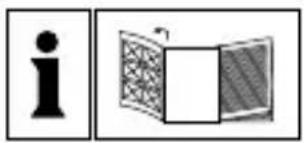 Image containing a lowercase 'i' icon and a stylized open book with a folded pattern on the right.