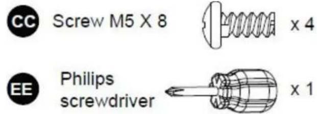 CC Screw M5 X 8 x 4 EE Philips screwdriver x 1
