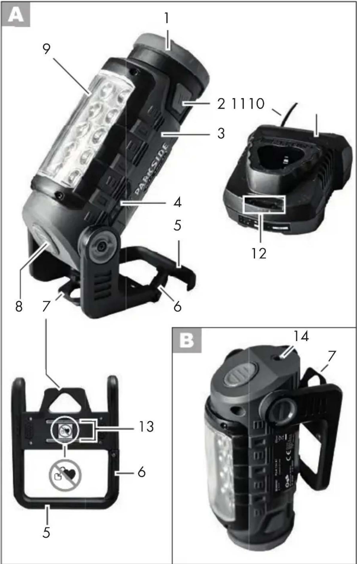 PARKSIDE PLLA 12Li A1 - CORDLESS LED WORK LIGHT - 1