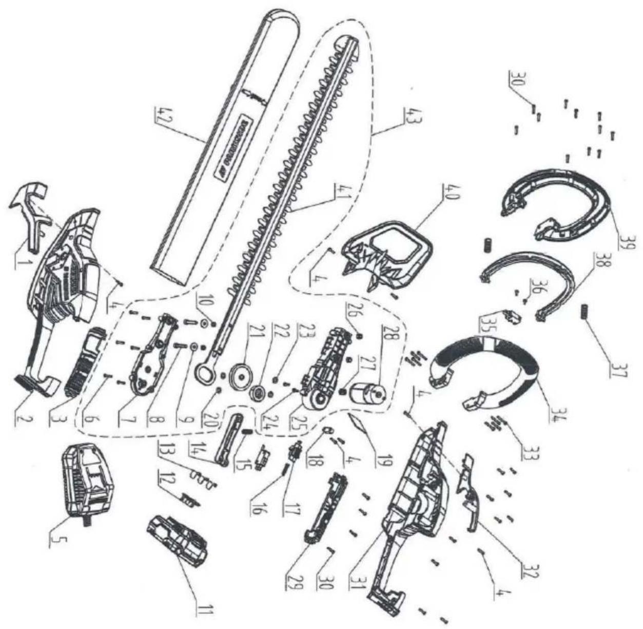 PARKSIDE PHSA 20Li A1 - Explosionszeichnung • Exploded Drawing Vue éclatée • Explosietekening • Nákresy exploszi Rysunki eksplozyjne • Nákresy exploszii Eksplosionstegning • Plano de explosión Vista esplosa • Robbantott ábra • Eksplozjska risba - 1