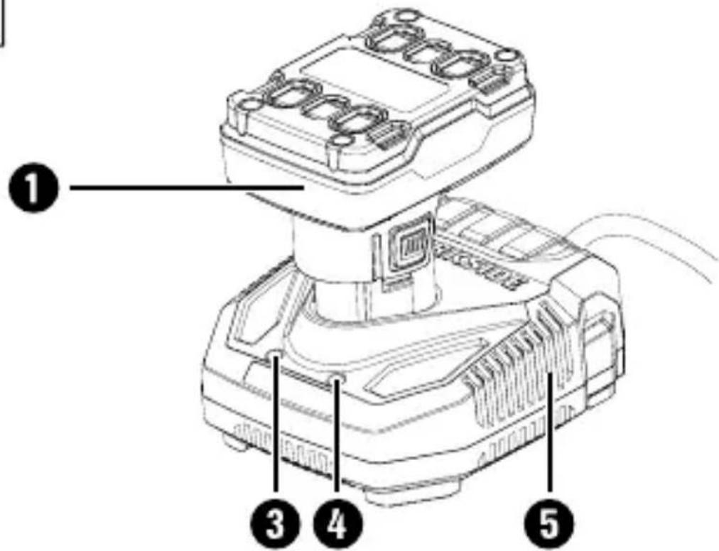 Technical diagram of a mechanical device with numbered parts labeled 1 to 5