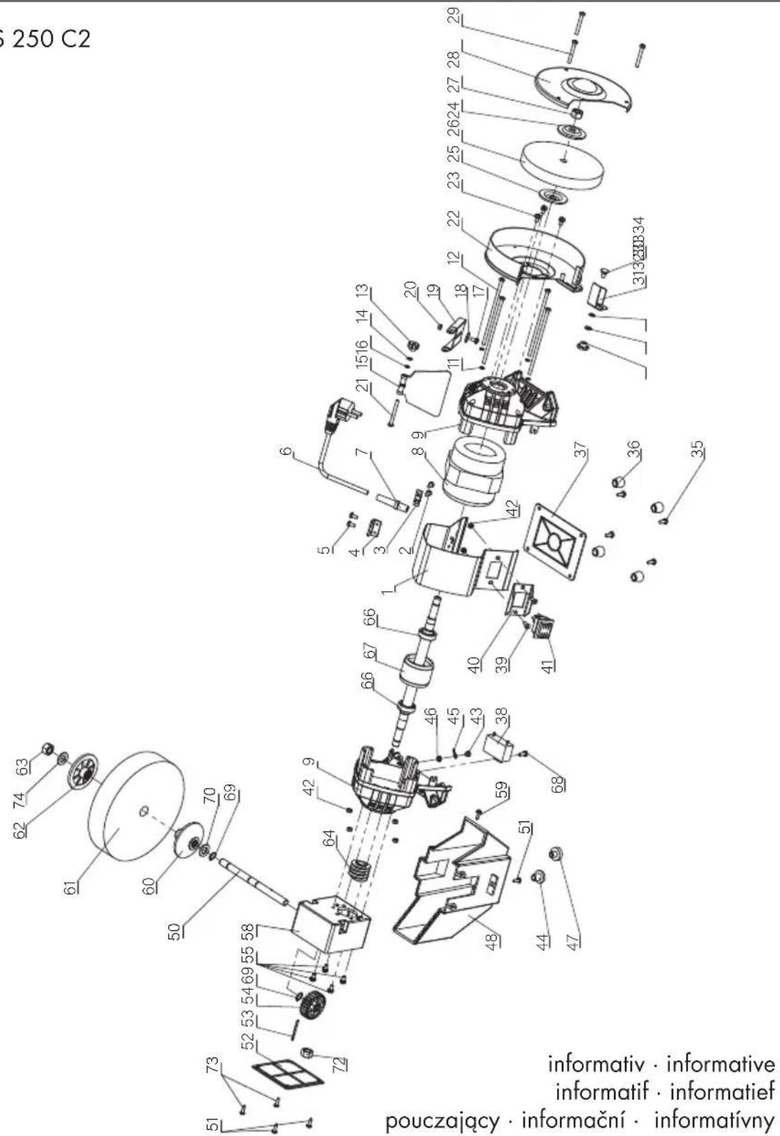 PARKSIDE PNTS 250 C2 - Explosionszeichnung • Exploded Drawing Vue éclatée • Explosietekening Rysunki eksplozyjne • Rozvinutý výkres Výkres náhradných dielov - 1