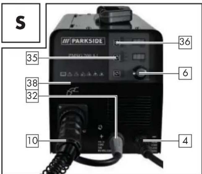 PARKSIDE PMSG 200 A1 - - Ustawienie urządzenia do spawania drutem litym z gazem ochronnym - 1