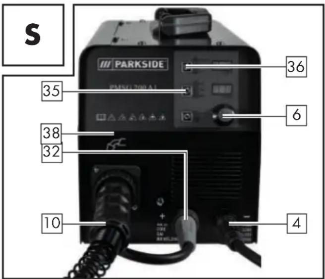 PARKSIDE PMSG 200 A1 - - Prispôsobenie zariadenia na zváranie s plným drôtom a ochranným plynom - 1