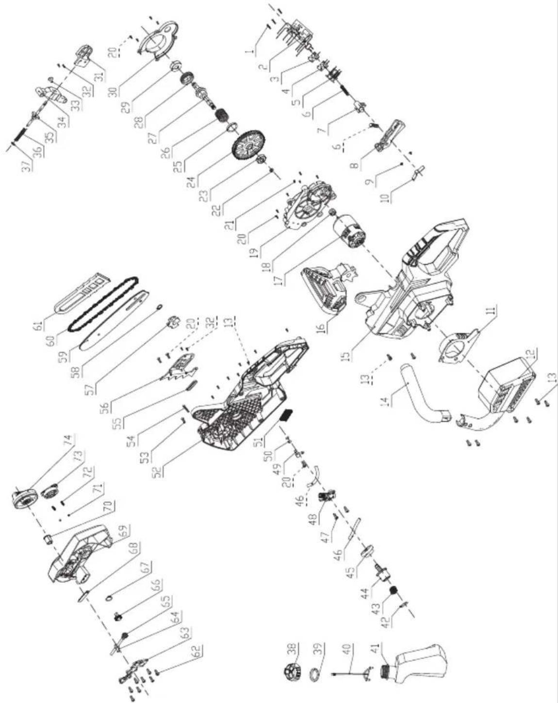 PARKSIDE PKSA 20Li B2 - Exploded Drawing · Explosionszeichnung   Vue éclatée · Explosietekening   Rysunki eksplozyjne · Rozvinuté náčrtky   Vykres náhradných dielov - 1
