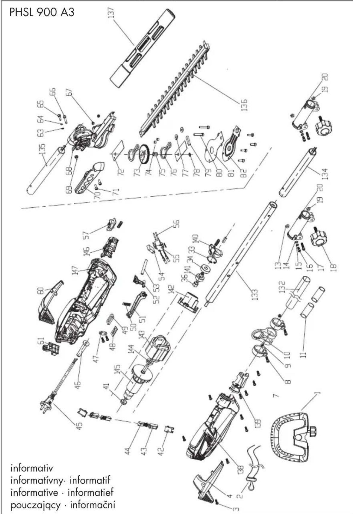 PARKSIDE PHSL 900 A3 - Explosionszeichnung • Exploded Drawing Vue éclatée • Explosietekening • Výkres sestavení Rysunek samorozwijający • Nákresy explózií Eksplosionstegning • Plano de explosión - 1