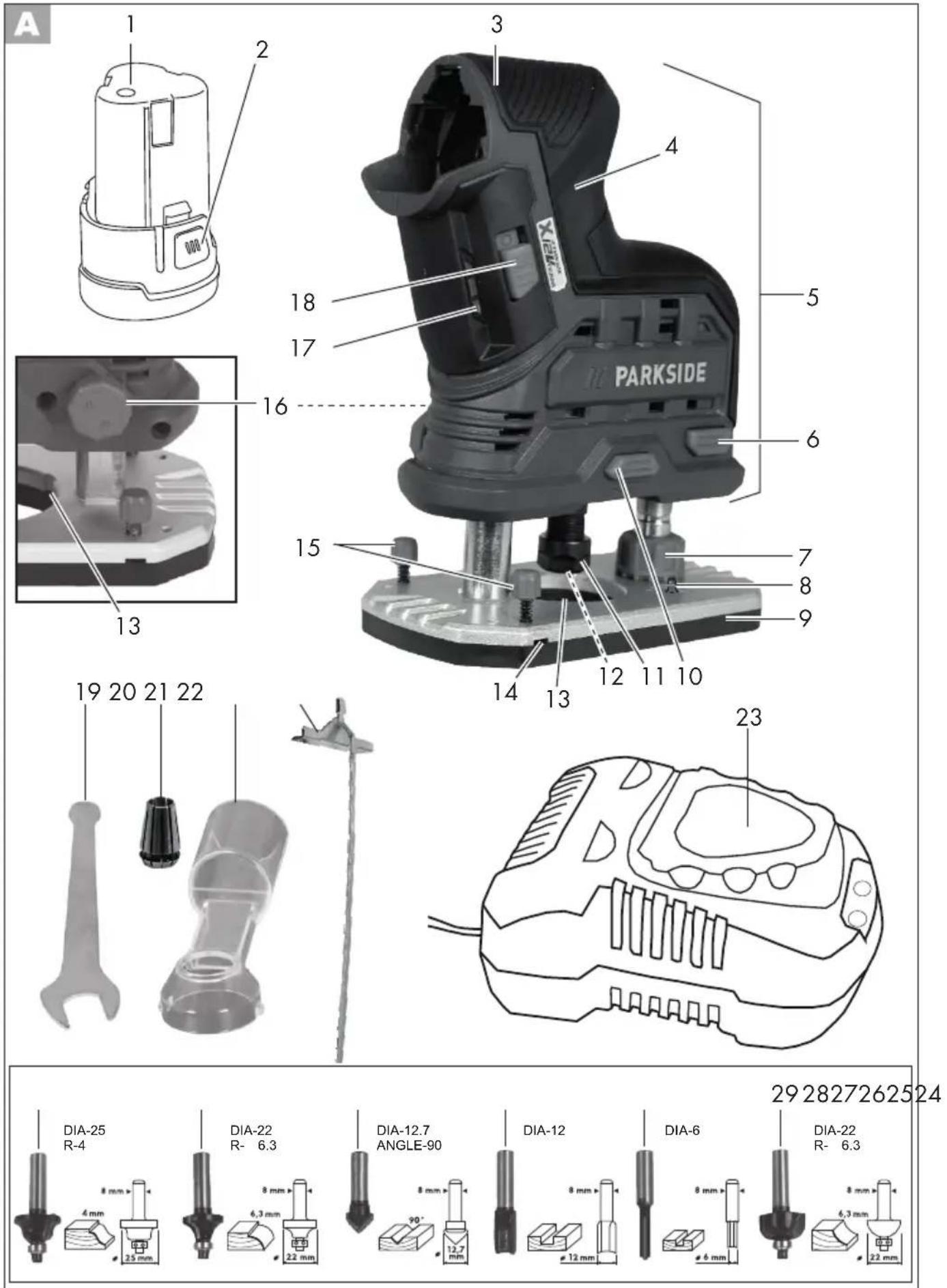 PARKSIDE POFA 12 A2 - Cordless Router - 1