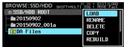TASCAM DA6400 - Opérations sur les dossiers - 1