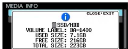 TASCAM DA6400 - Visualisation des informations sur le support - 2