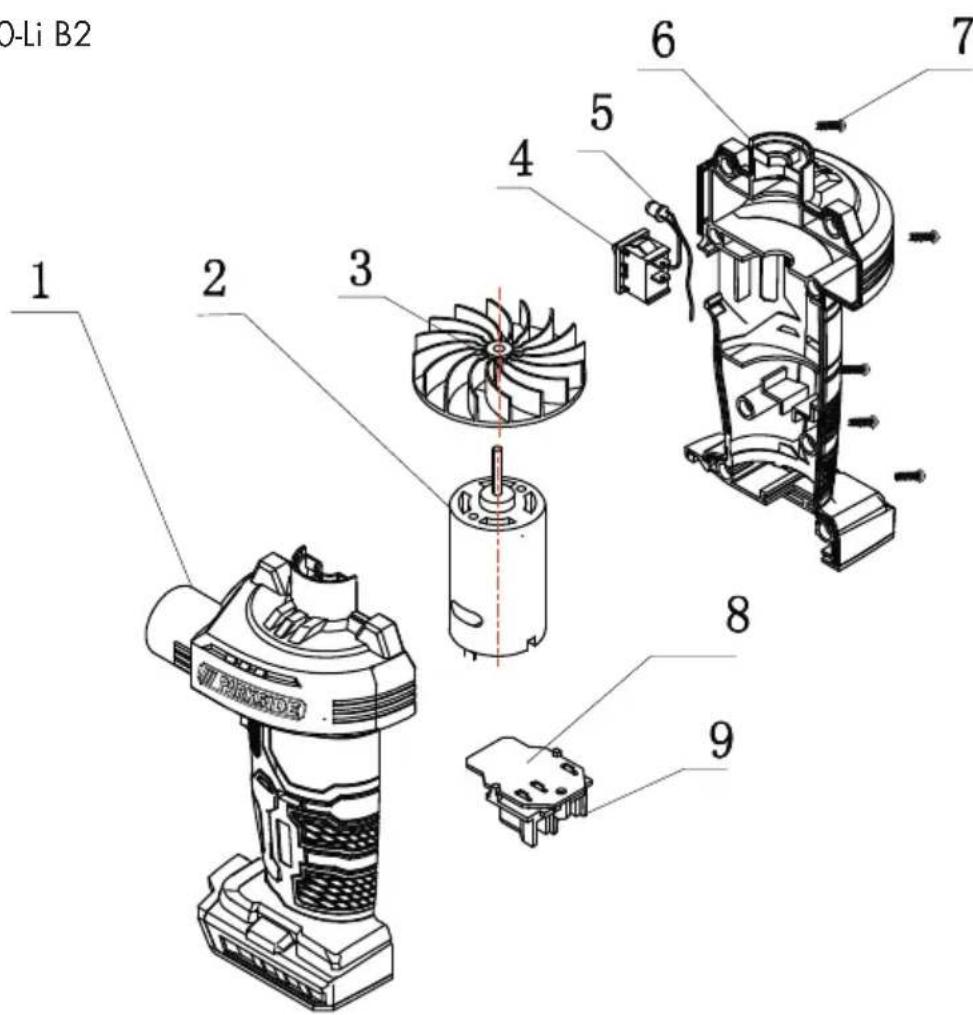PARKSIDE PALP 20Li B2 - Explosionszeichnung • Exploded Drawing Vue éclatée • Explosietekening Výkres sestaveni • Rysunek samorozwiajacy Nákresy explózii - 1
