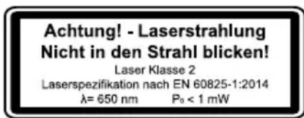 PARKSIDE PKS 1500 B3 - Uwaga: Promieniowanie laserowe   Nie patrzej w kierunku promieni lasera   Klasa lasera 2 - 1