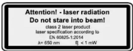 PARKSIDE PKS 1500 B3 - Attention: Laser beam Do not stare into beam Laser class 2 - 1