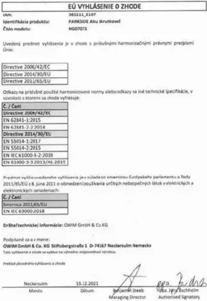PARKSIDE PWBM A1 - ES Vyhlasei o zhode - 1