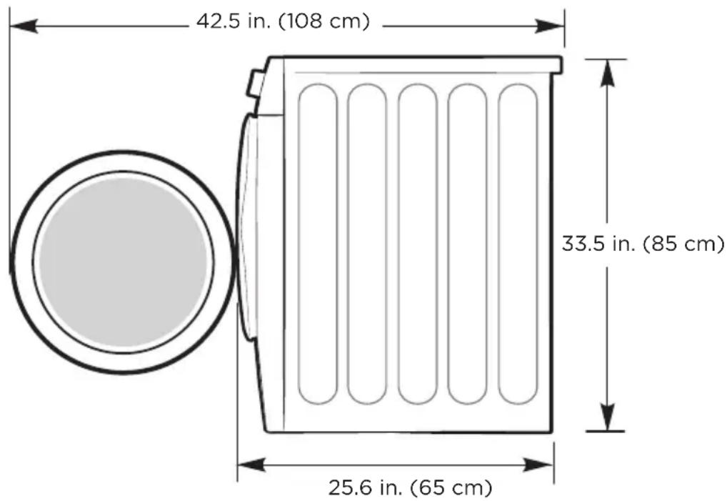 MIDEA MLC31N5AWW - Washer dimensions and installation measurements - 1