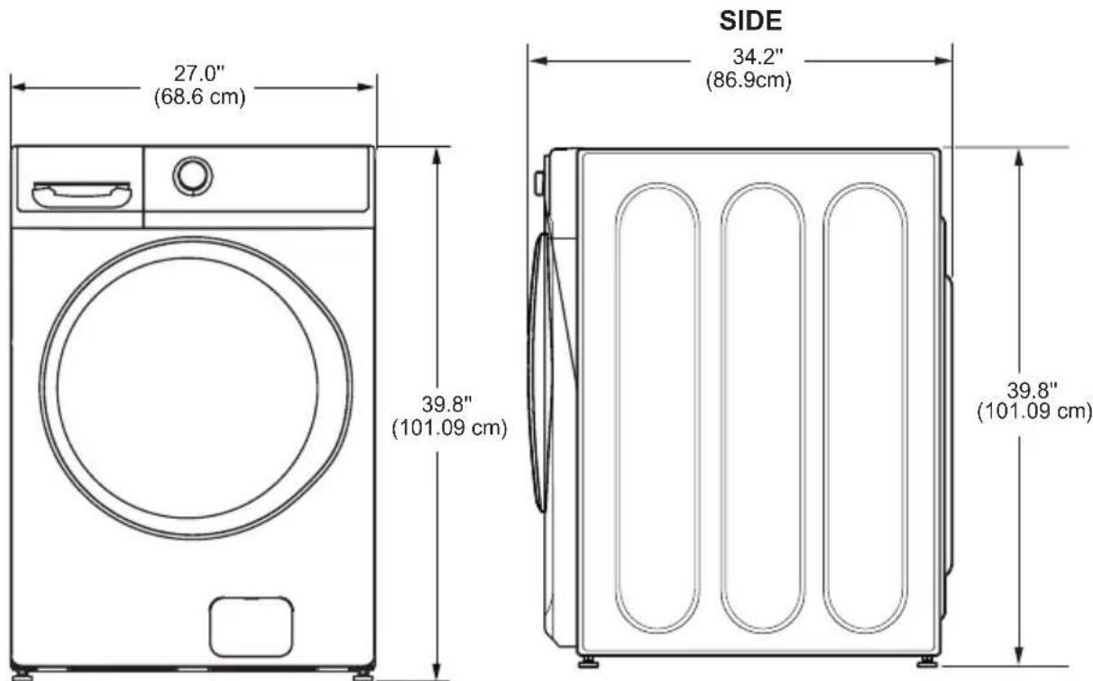 SIDE 27.0" (68.6 cm) 39.8" (101.09 cm) 34.2" (86.9cm) 39.8" (101.09 cm)