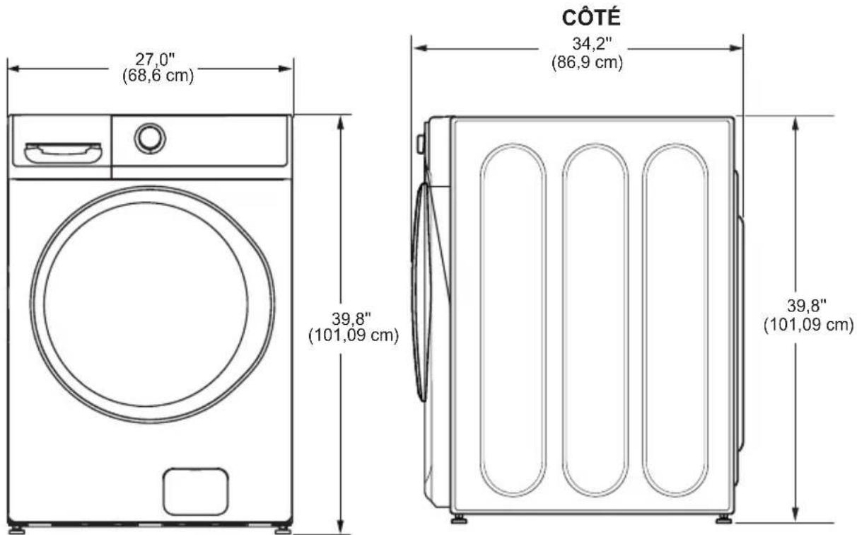 CÔTÉ 34,2" (86,9 cm) 39,8" (101,09 cm) 39,8" (101,09 cm)