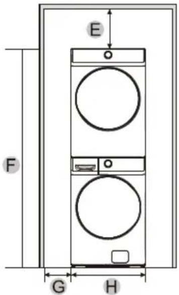 MIDEA MLE52N4AWW - INSTALLATION AVEC LAVE-LINGE ET SÉCHEUSE EMPIÉS - 2