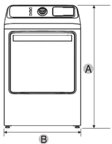 MIDEA MLE45N1BWWC - Dégagements minimums entre la sécheuse et les murs adjacents ou autres surfaces : - 1