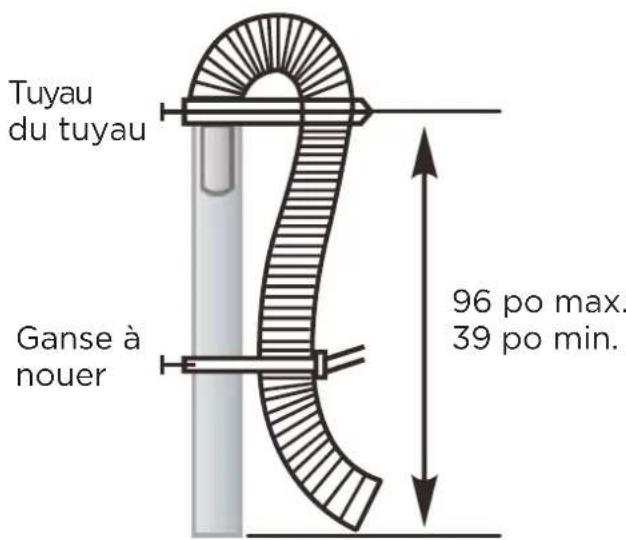 Tuyau du tuyau Ganse à nouer 96 po max. 39 po min.