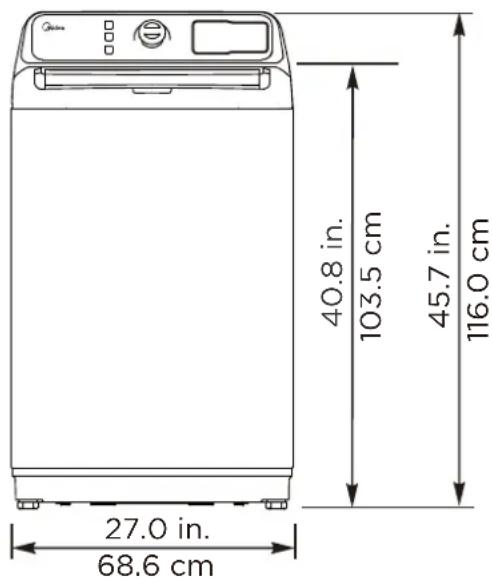 27.0 in. 68.6 cm 40.8 in. 103.5 cm 45.7 in. 116.0 cm