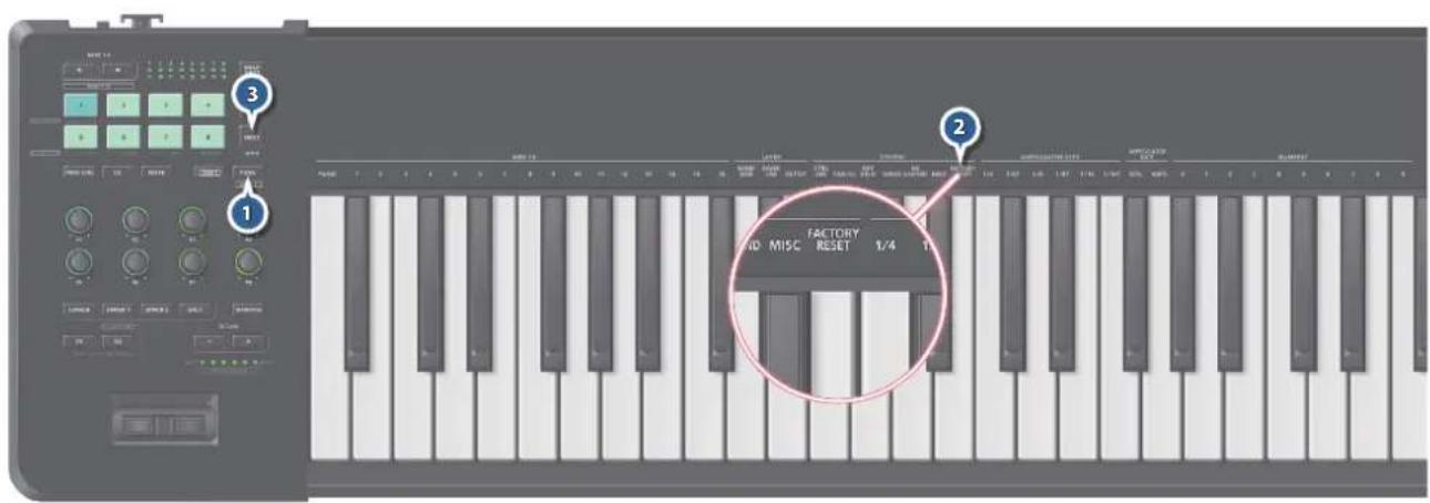 ROLAND A88MKII - Restauration des réglages d'usine (FACTORY RESET) - 1