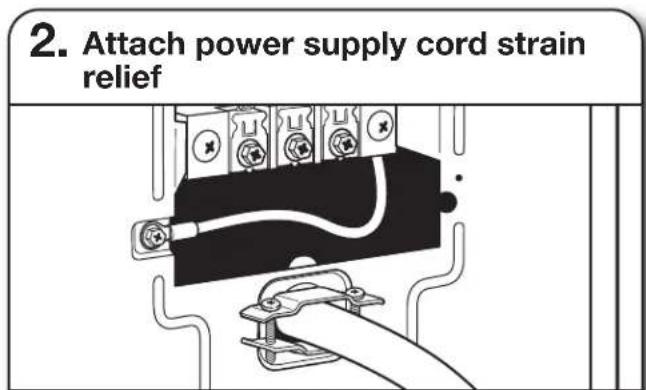 2. Attach power supply cord strain relief