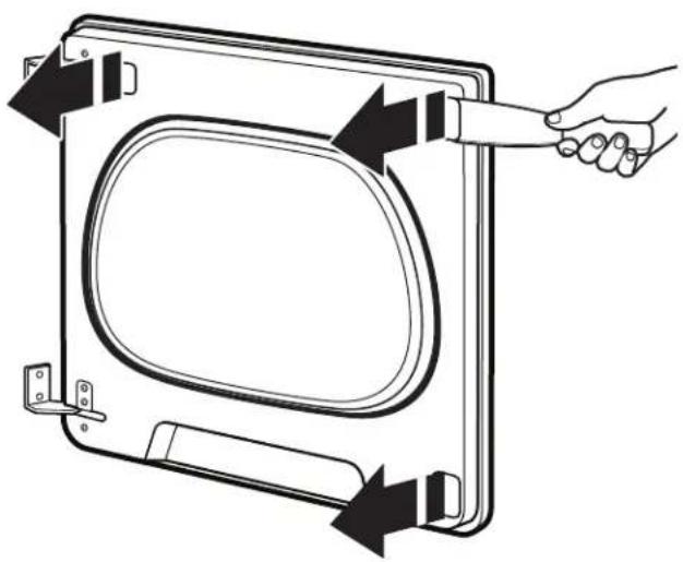 WHIRLPOOL WGD8127LW - Quite el ensamblaje de la puerta: - 1