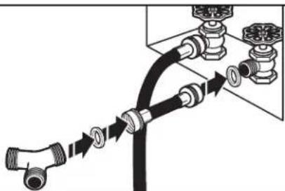 WHIRLPOOL WGD8127LW - Sujete la manguera corta y el conector en "Y". - 1