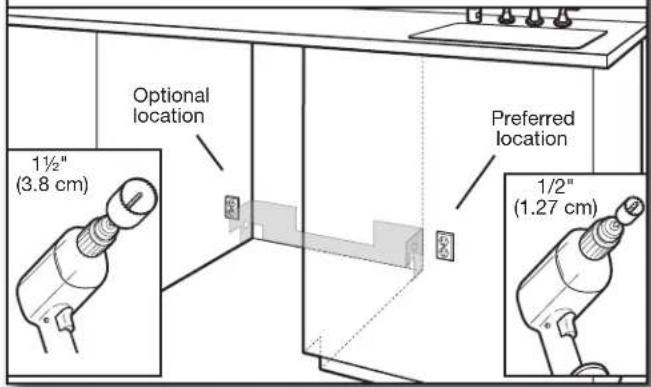 WHIRLPOOL WDT750SAKB - Drill hole locations-new construction - 1