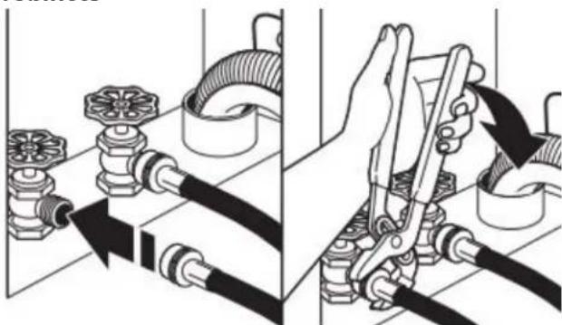 WHIRLPOOL WTW5015LW - Connecter les tuyaux d'arrivée d'eau aux robinets - 1