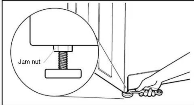 AMANA AMLAUNED4655EW - Tighten leveling feet - 1