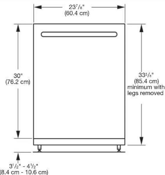 KITCHENAID KDTM704LPA - PRODUCT AND CABINET OPENING DIMENSIONS: - 1