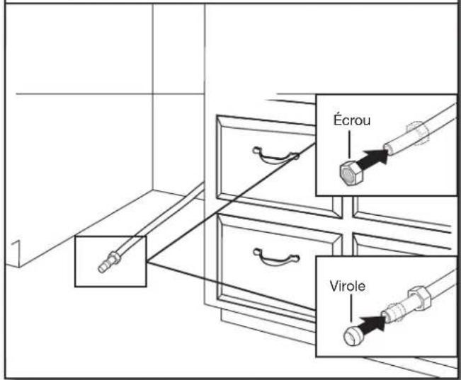 WHIRLPOOL WDT740SALZ - Enfilier l'écrou et la virole sur le tube (tube de cuivre uniquement) - 1