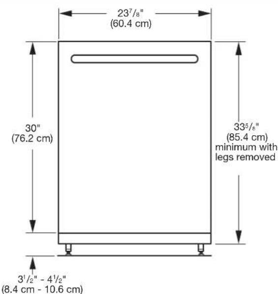 KITCHENAID KDFE104KPS - PRODUCT AND CABINET OPENING DIMENSIONS: - 1