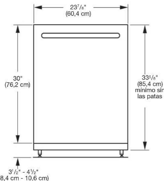 KITCHENAID KDFE104KPS - DIMENSIONES DEL PRODUCTO Y DE LA ABERTURA DEL GABINETE: - 1