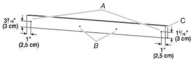 3³/₁₆" (3 cm) 1" (2,5 cm) A B C 1³/₁₆" (3 cm) 1" (2,5 cm)