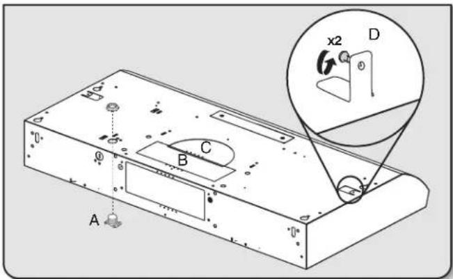AMANA UXT2030ADW - Préparation des conduits d'évacuation et des pattes de montage de la hotte - 1
