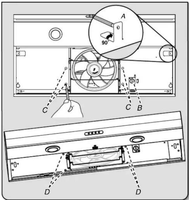Technical diagram of an air conditioner unit with labeled components and angle annotations