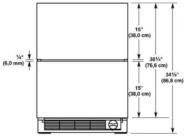 KITCHENAID KUDF204KPA - Dimensions de hauteur du tiroir - 2
