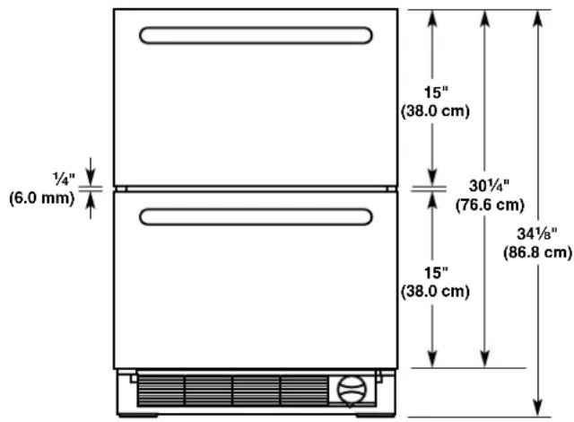 KITCHENAID KUDF204KPA - Drawer Height Dimensions - 1