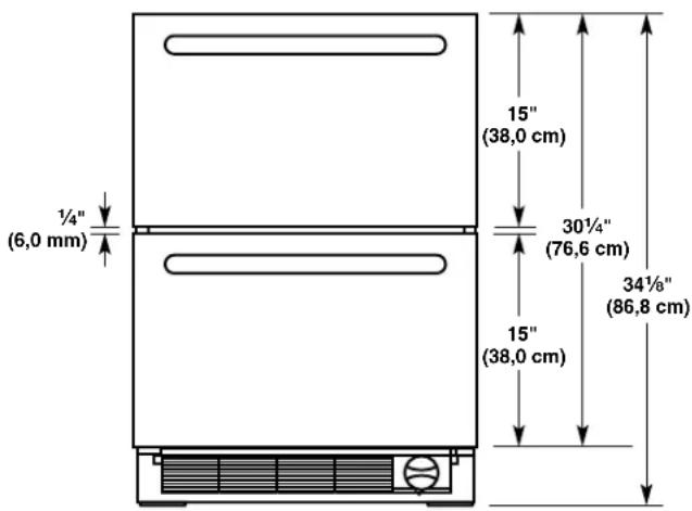 KITCHENAID KUDF204KPA - Dimensions de hauteur du tiroir - 1
