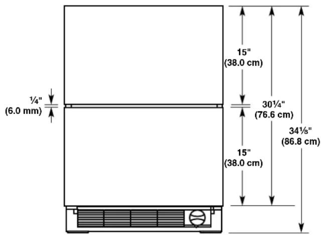 KITCHENAID KUDF204KPA - Drawer Height Dimensions - 2