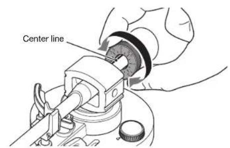 YAMAHA CDS303 - Turn the counter ring so that the "0" marking is aligned with the center line on the back end of the tone arm. - 1