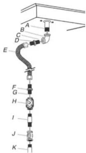 AMANA AGC6540KFS - Raccordement typique par raccord flexible - 2