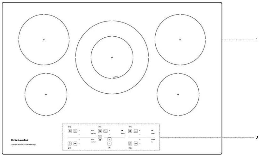 KITCHENAID KCIG556JBL - PIÉCES ET CARACTERISTIQUES - COMMANDES TACTILES - 1