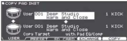 ROLAND VAD506 - À l'écran COPY MENU,CHOISISSEZ COPY PAD puis appuyez sur le bouton [ENTER]. - 1