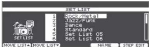 ROLAND VAD506 - Creer une Set List - 2