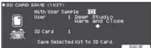 ROLAND VAD506 - Sauvegarder un kit de batterie sur carte SD (1 KIT SAVE) - 1