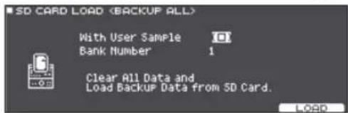 ROLAND VAD506 - Chargement des données de sauvegarde depuis une carte SD (LOAD) - 1